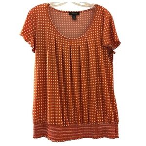 STYLE & CO blouson top, jersey fabric.  Flutter sleeves, elastic hem. Large